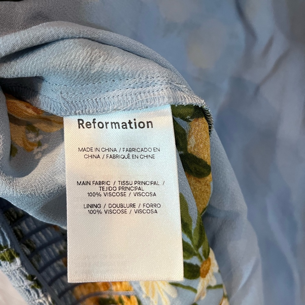 Reformation Blue Floral Sweetheart Top with Yellow Flowers - Picture 14 of 14